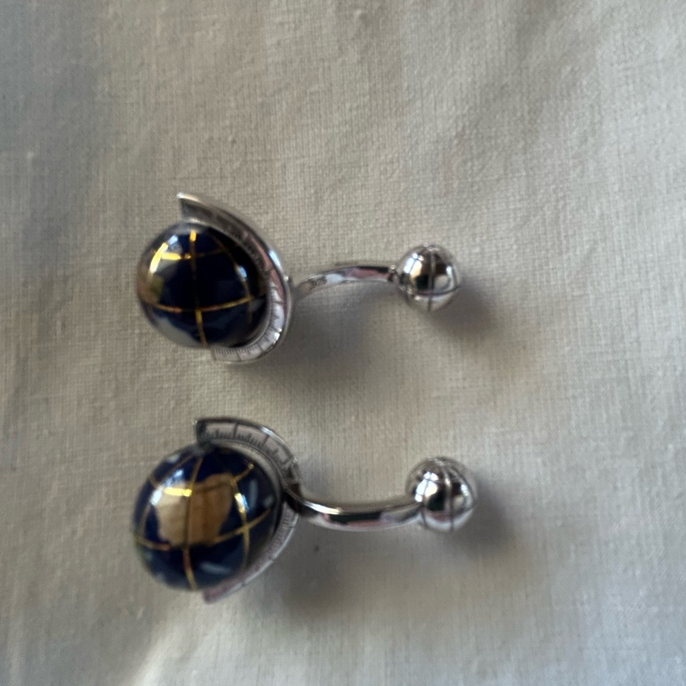 Silver and Blue Cuff Links